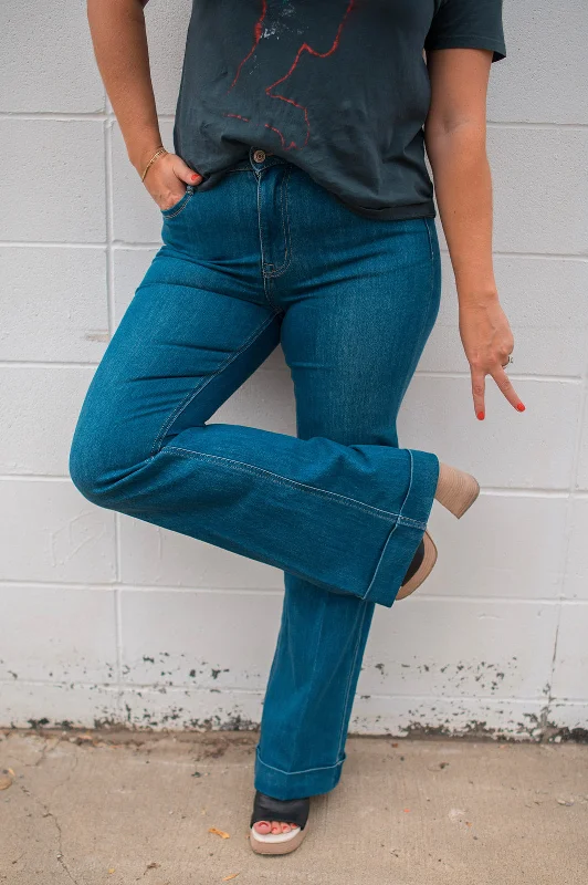 Bright Colors The Fanny Flare Denim - Stone Blue