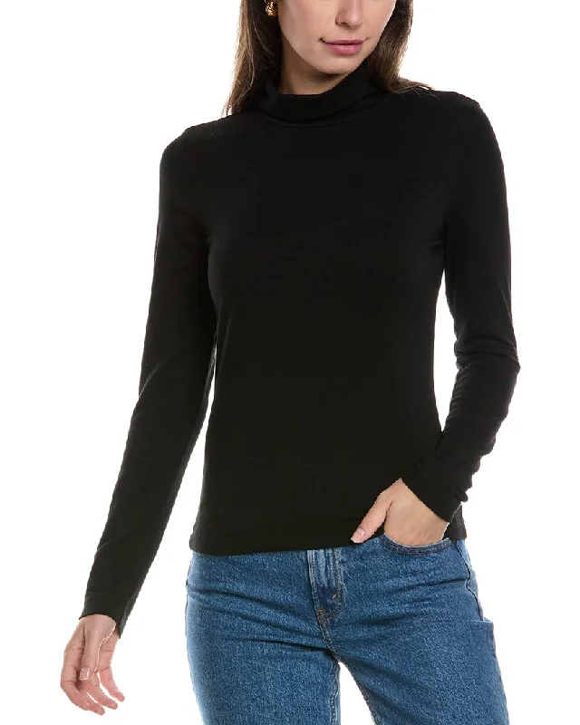 French Style James Perse Turtleneck Cashmere-Blend T-Shirt