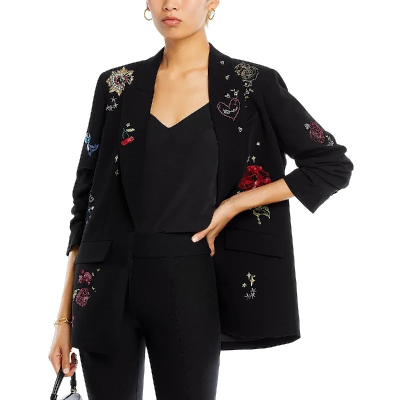 Dessert Matching Daydream Doodles Womens Beaded Suit Separate One-Button Blazer