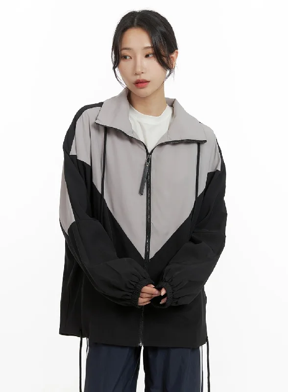 Eye-catching Personality Zip-Up Color Block Jacket CM426