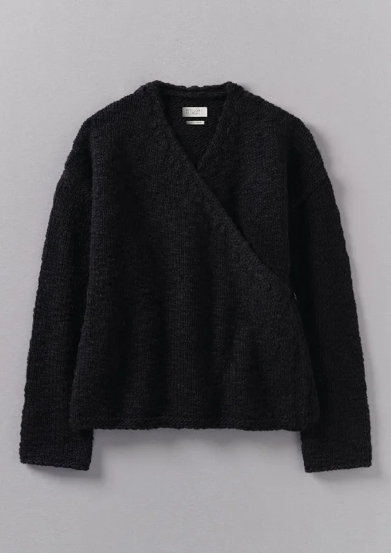 Girl Style Wool Knitted Wrap Jacket | Black