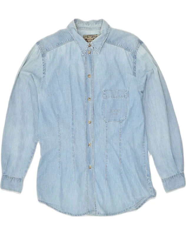 European And American Style JOOP Womens Denim Shirt UK 14 Large Blue Cotton