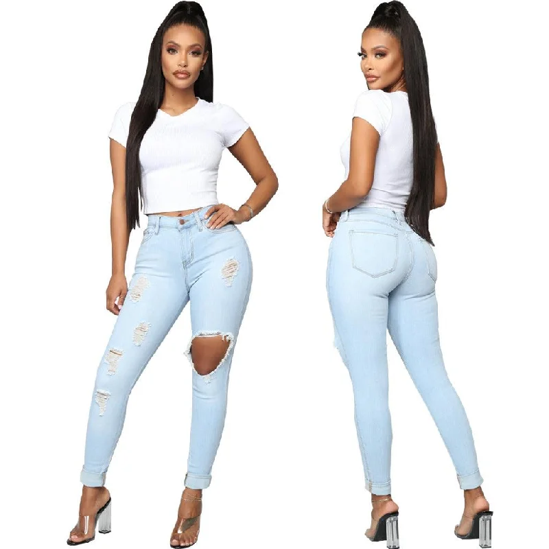 Light And Breathable Stretch High Waist Denim Wash