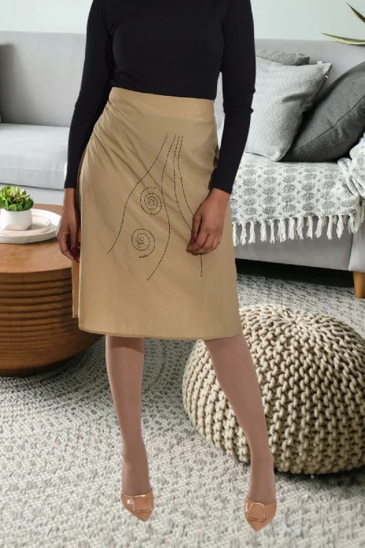 British Style Ladies Beige Embroidered Skirt