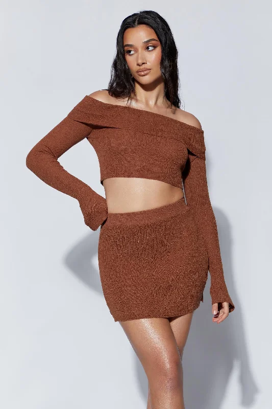 End Of The Year Esme Knit Mini Skirt - Clay