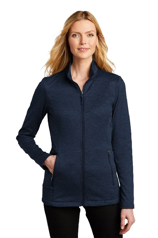 Minimalism Port Authority Womens Collective Striated Fleece Full Zip Jacket - Heather River Navy Blue