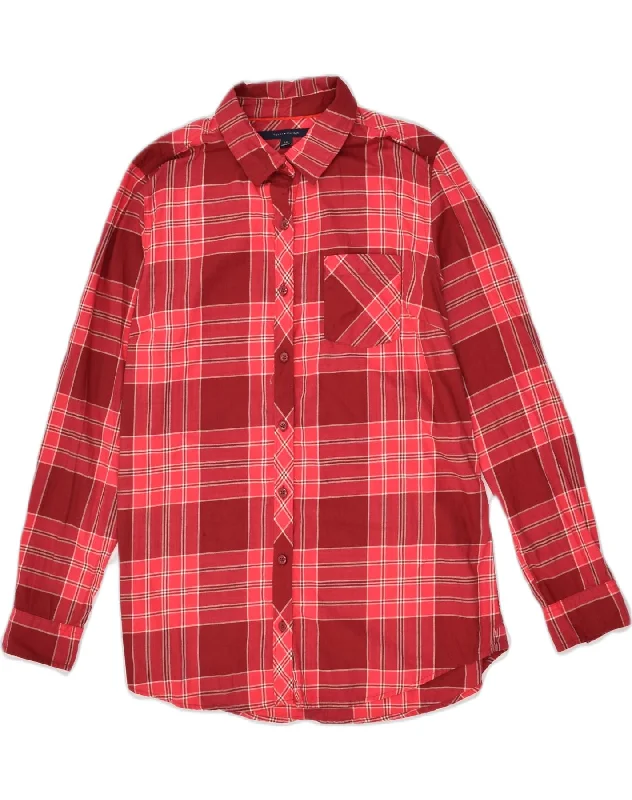 Warm Atmosphere TOMMY HILFIGER Womens Shirt UK 16 Large Red Check Cotton