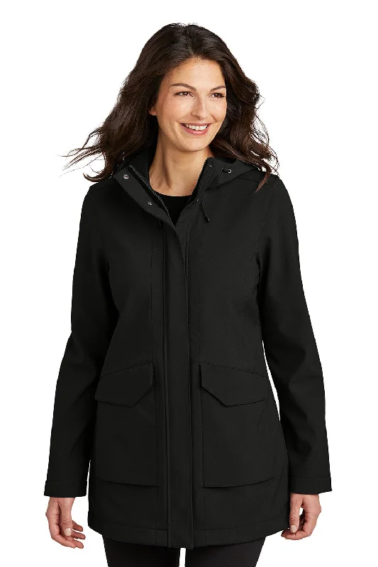 Sports Fashion Port Authority Womens Collective Outer Water Resistant Soft Shell Full Zip Hooded Parka - Deep Black - New