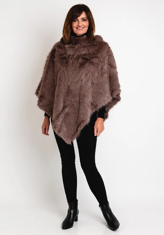 Eye-catching Personality Serafina Collection One Size Faux Fur Poncho, Brown