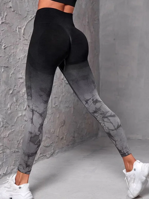 Noble And Elegant ZASUWA Female Hot Tie-dye Ombre Scrunch Bum Leggings