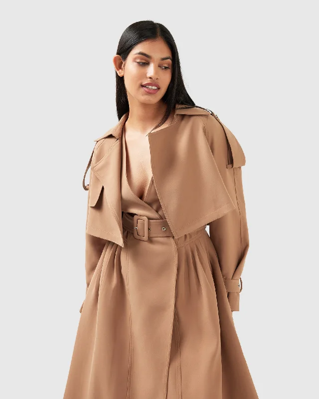 Classic Style Manhattan Cropped Trench - Camel