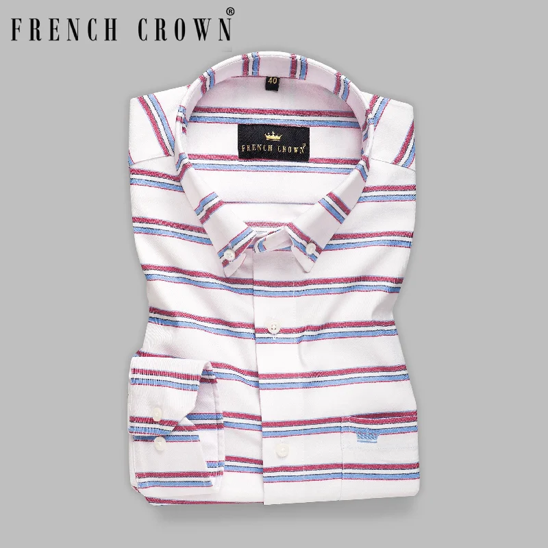 Street Charm Off white Horizontal Striped Premium Cotton SHIRT