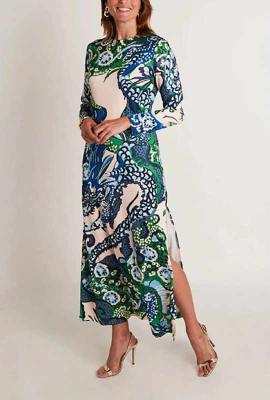 Luxury Temperament Ashton Dress in Dragon Green