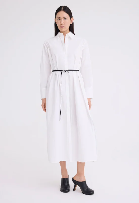 Girl Style Boundary Cotton Shirt Dress - White/Black