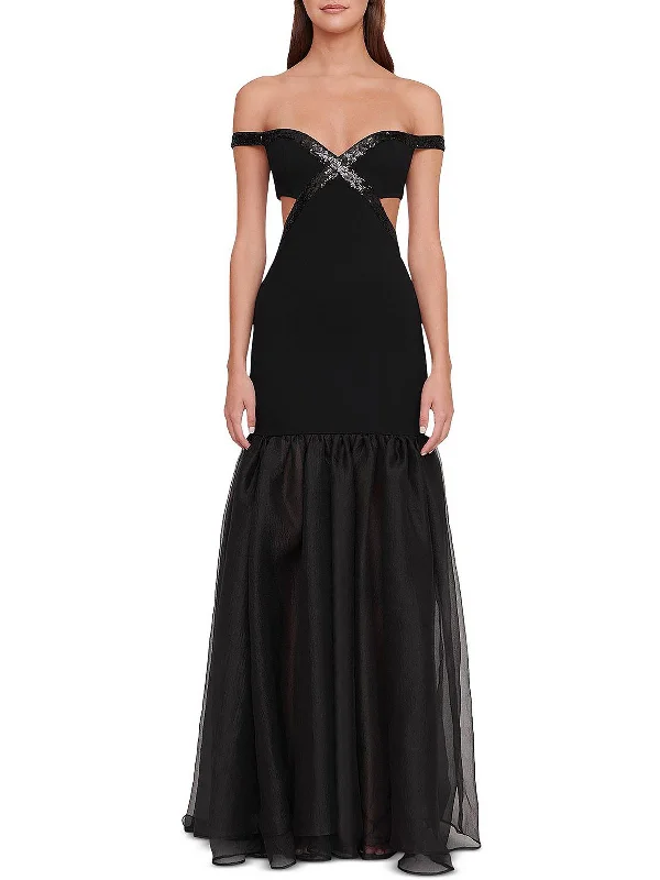 Sexy Fun Emmaline Womens Cut-Out Embellished Evening Dress