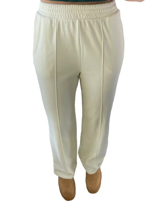 Exquisite Design Front Seam Lounge Pants In Cream