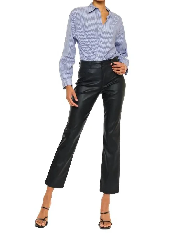 Fashion Innovation High Rise Skinny Straight Faux Leather Pant In Black