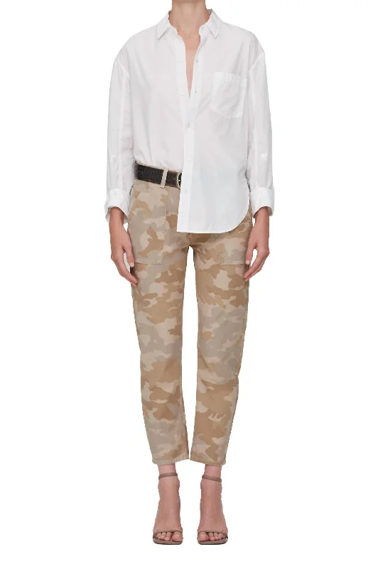 European And American Style Leah Cargo Pants In Taupe Camo