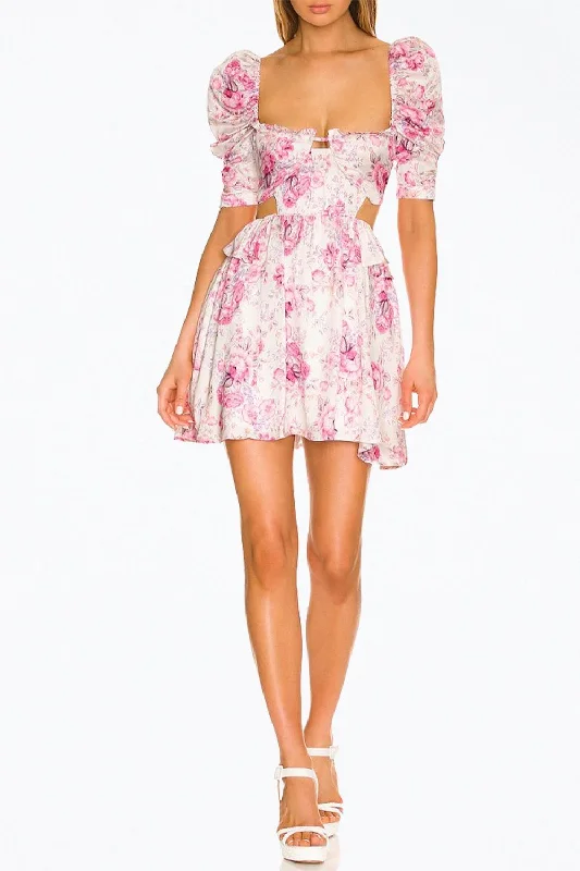 Double-sided Wear Lucia Cutout Satin Mini Dress in Pink Floral