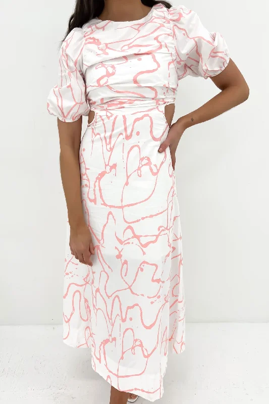 Elegant Temperament Miya Maxi Dress White Pink