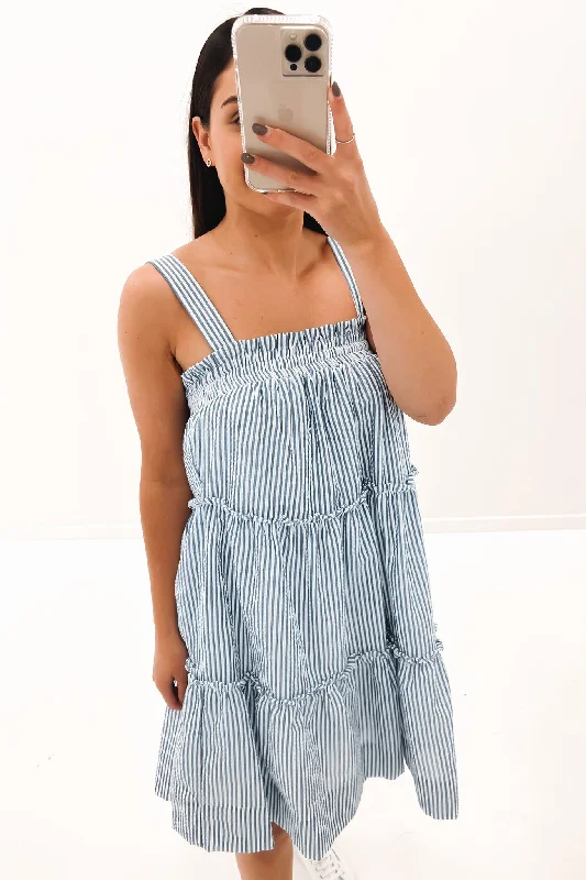 Sports Design Paige Mini Dress Navy Stripe