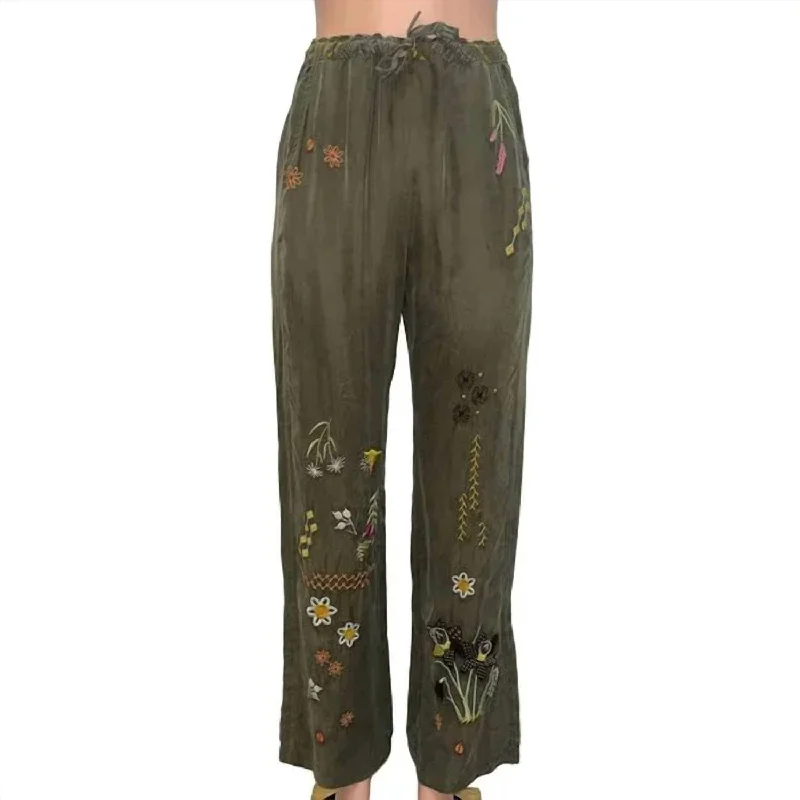 Exquisite Fabrics Perla Pants In Vintage Green