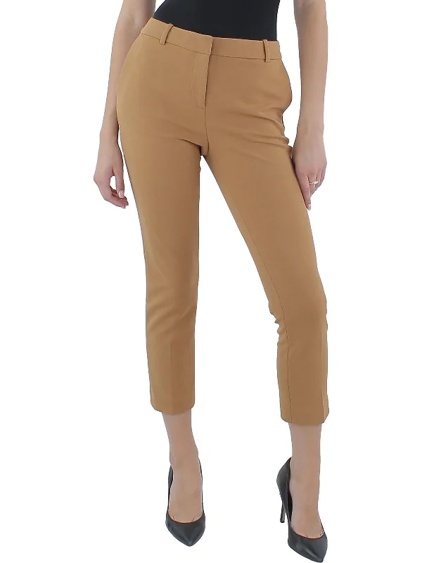 Sweet Style Petites Womens Cropped Solid Straight Leg Pants