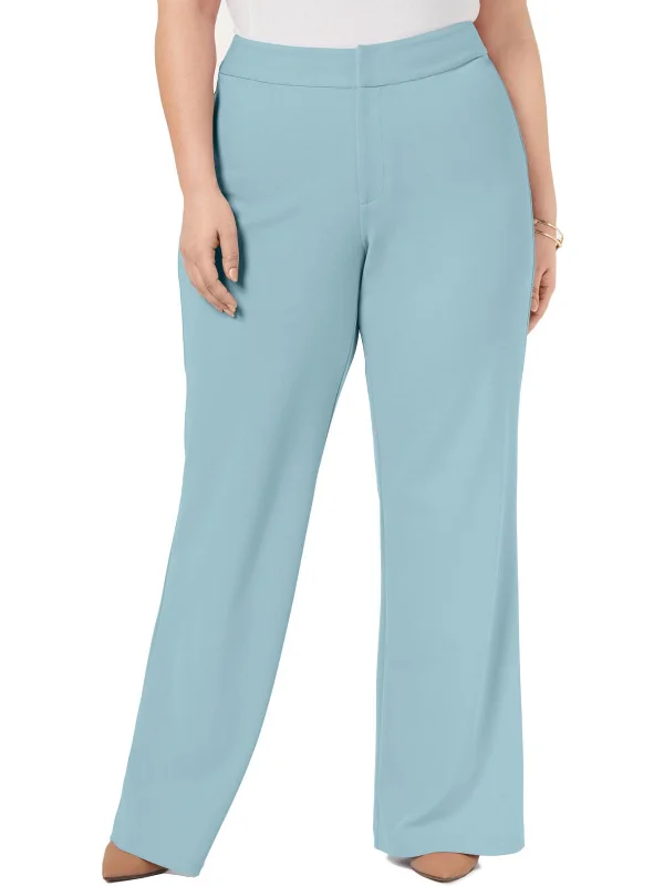 Double-sided Wear Plus Womens Monochromatic Wide Leg Pants