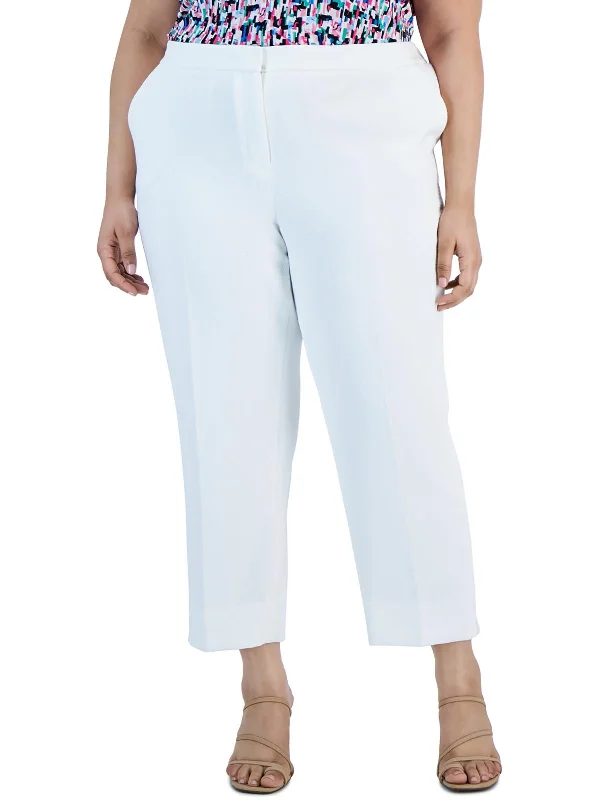 Sports And Leisure Plus Womens Textured High Rise Cropped Pants