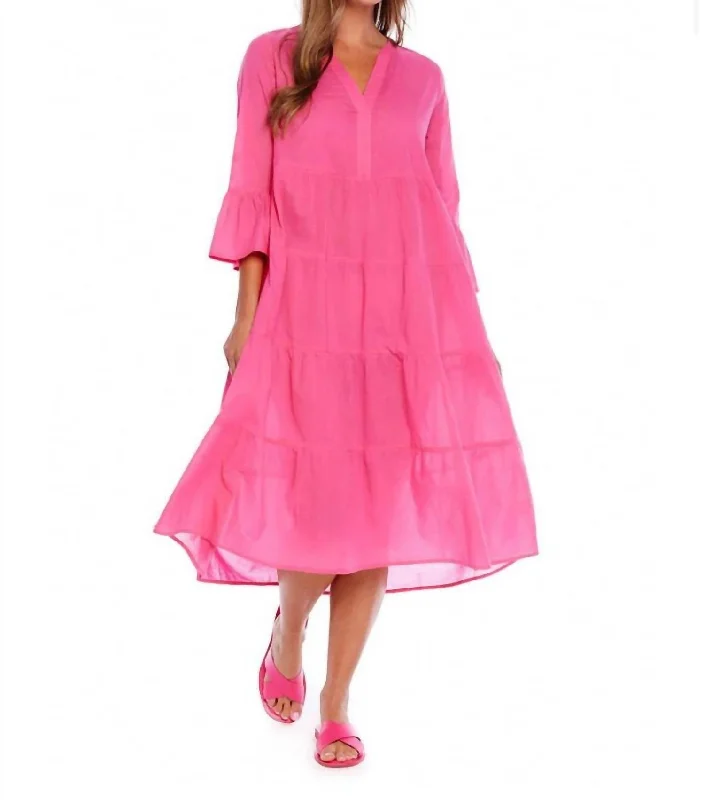 Simple And Comfortable Portland Midi Dress in Pink