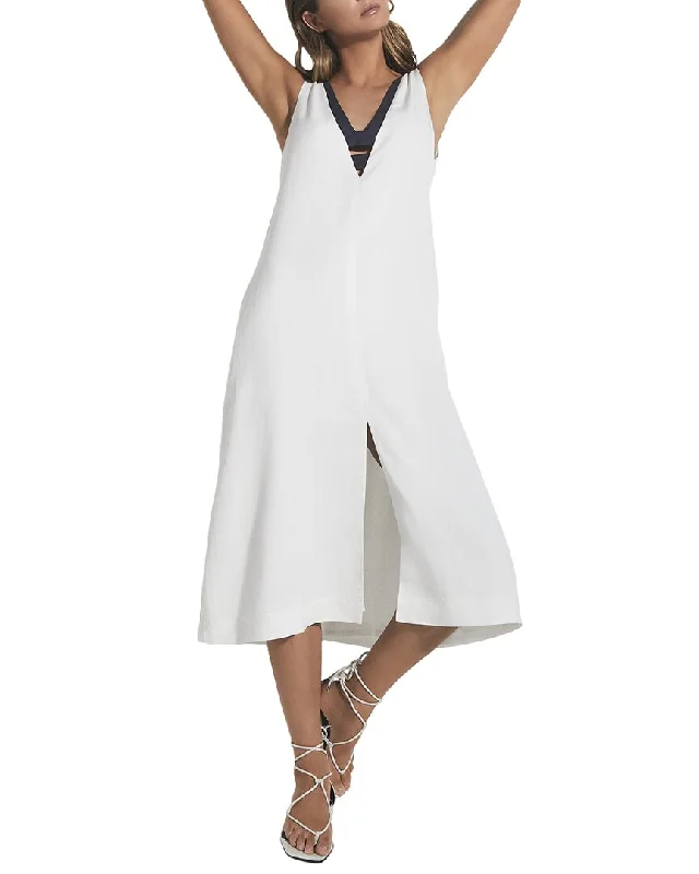 Free And Casual Reiss Valetta Colorblock Linen-Blend Midi Dress