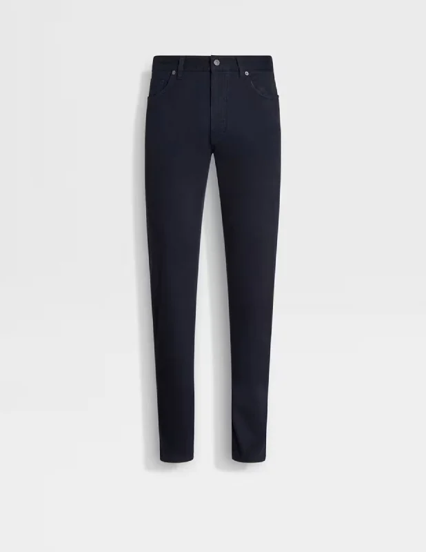 Noble And Elegant Stretch Cotton Roccia Jean | Navy