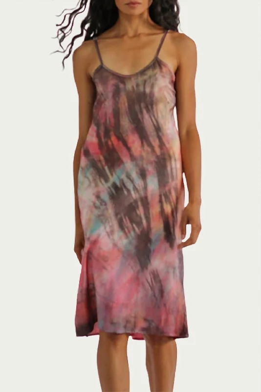 Classic Tie-Dyed Silk Charmeuse Slip Dress in Multi