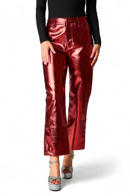 Girl Style Travolta High-Rise Metallic Pants In Bronze