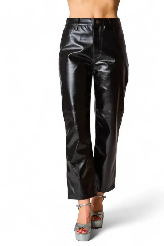 Bright Colors Travolta High-Rise Metallic Pants In Onyx