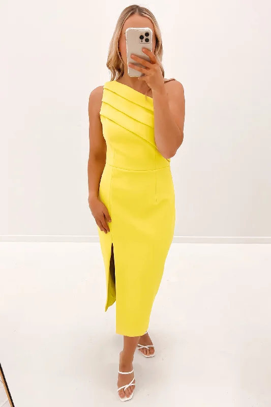 Eye-catching Personality Unveil Midi Dress Citrus