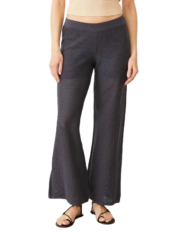 Refreshing Design Women's Cotton Mesh Wide Leg Pant In Faded Black