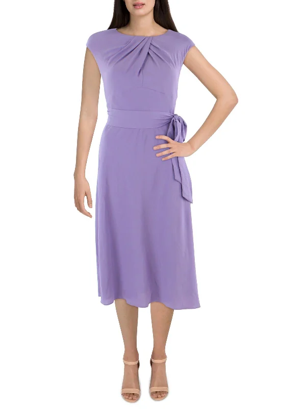 Advanced Customization Womens Crepe Cap Sleeve Midi Dress