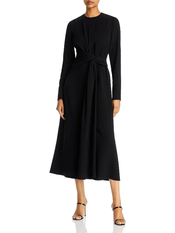 British Fashion Womens Knit Long Sleeves Midi Dress