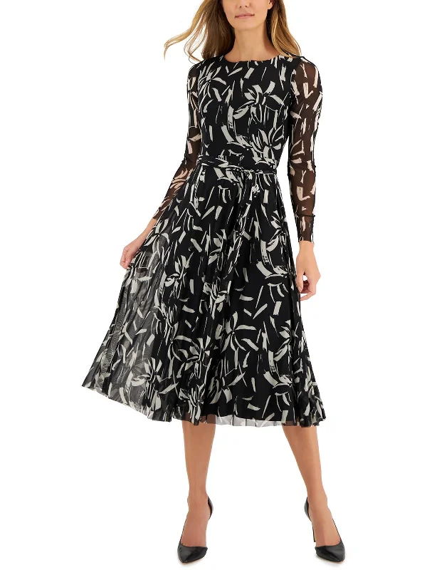 Soft And Comfortable Womens Sheer Printed Midi Dress